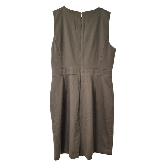 Ann Taylor Dress Size 12 Sleeveless Sheath Olive Green Office Siren Classic - Picture 2 of 9